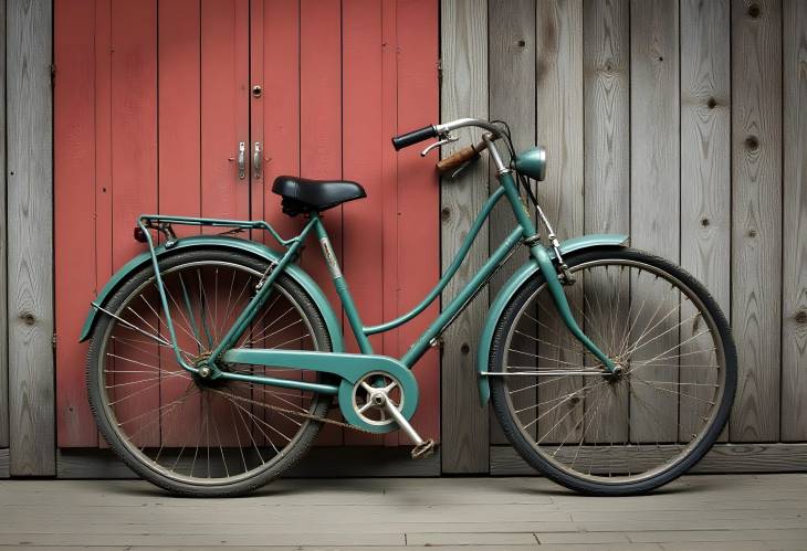 Rustic Vibes Vintage Bicycle Propped on a Wooden House Wall